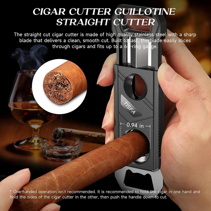 TISFA Cigar Cutter Guillotine Cigar V Cutter Bottle Opener 3 in 1, Portable Cigar Clipper Scissors, Set of 2 Sharp Cigar Cutters, Multifunctional Cigar Accessories Gift Set for Men - Image 5